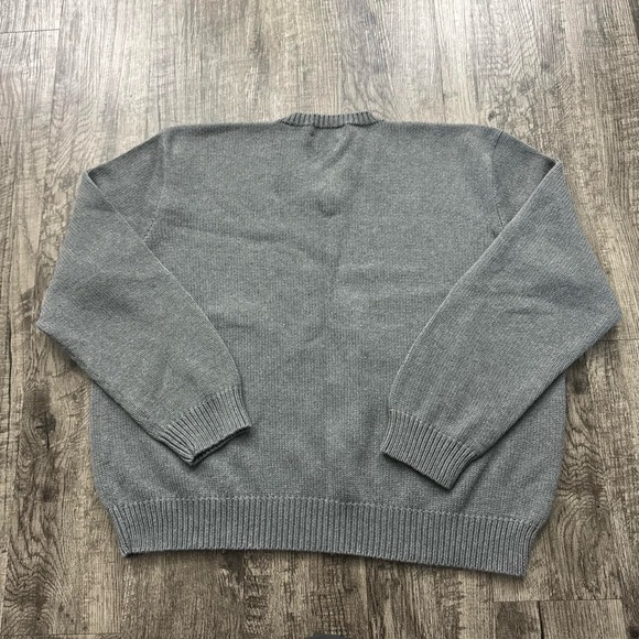Vintage Polo Ralph Lauren V-Neck Sweater Preppy Embroidered Cotton Grey Pony - Picture 2 of 4